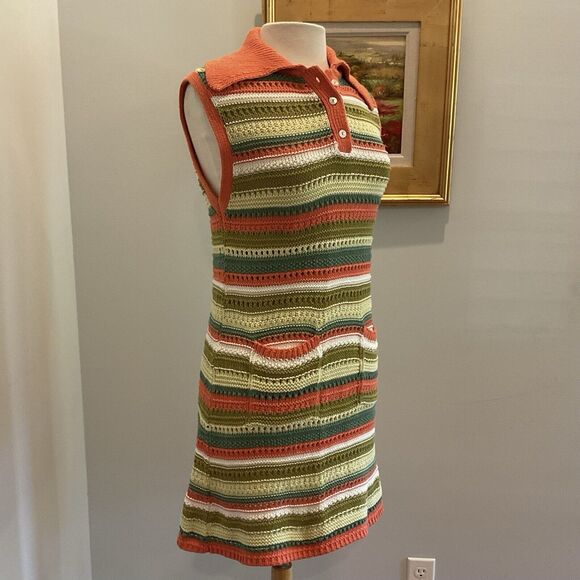 ZARA boho chic festival crochet mini dress with pockets Size Large NWT - Picture 4 of 13